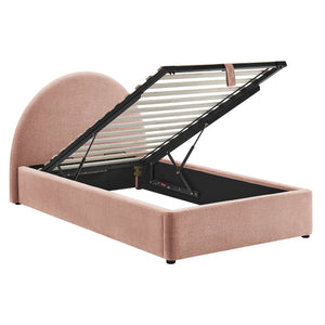 Modway Furniture Resort Twin Arched Heathered Fabric Storage Platform Bed with Gas Spring Lift Blush Brown MOD-7344-BLS