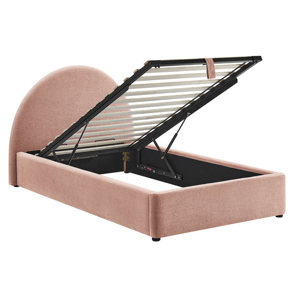 Modway Furniture Resort Twin Arched Heathered Fabric Storage Platform Bed with Gas Spring Lift Blush Brown MOD-7344-BLS