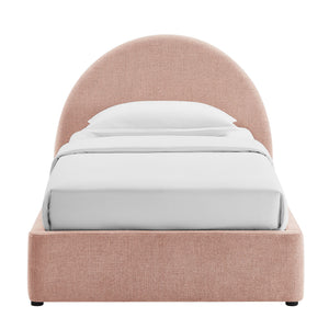 Modway Furniture Resort Twin Arched Heathered Fabric Storage Platform Bed with Gas Spring Lift Blush Brown MOD-7344-BLS