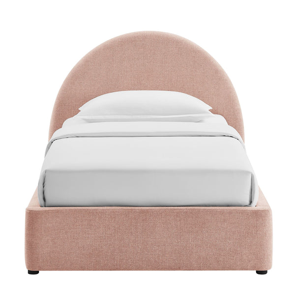 Modway Furniture Resort Twin Arched Heathered Fabric Storage Platform Bed with Gas Spring Lift Blush Brown MOD-7344-BLS