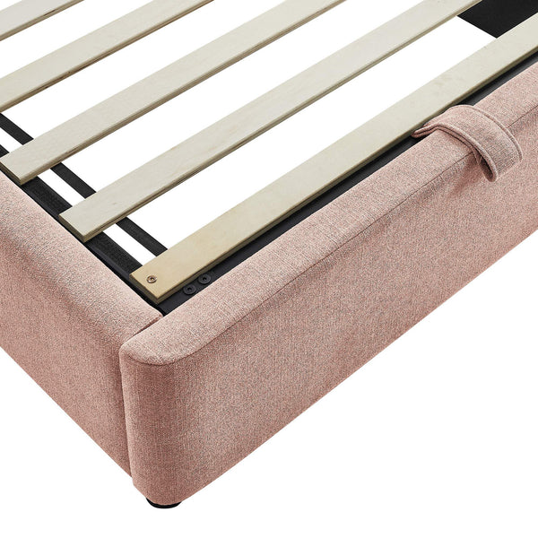 Modway Furniture Resort Twin Arched Heathered Fabric Storage Platform Bed with Gas Spring Lift Blush Brown MOD-7344-BLS