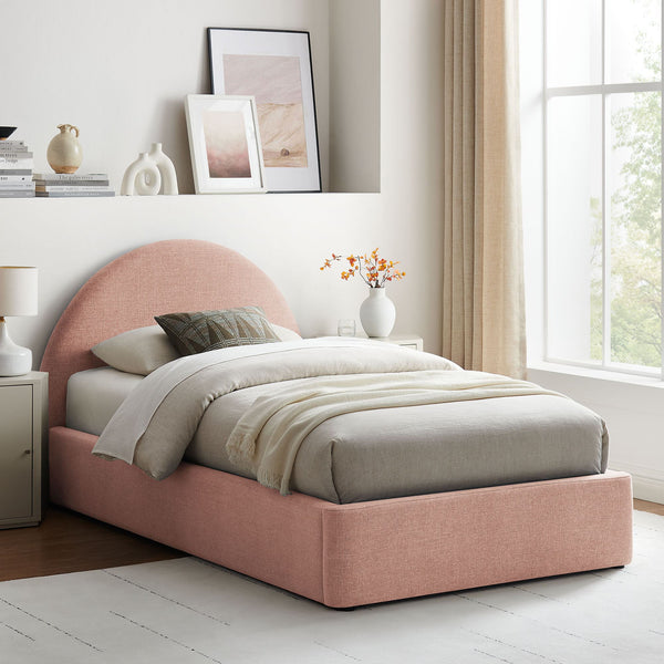 Modway Furniture Resort Twin Arched Heathered Fabric Storage Platform Bed with Gas Spring Lift Blush Brown MOD-7344-BLS