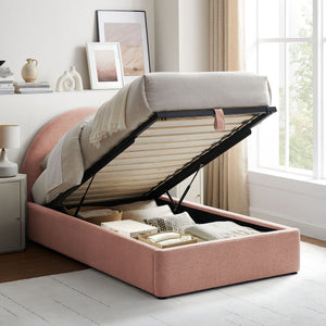 Modway Furniture Resort Twin Arched Heathered Fabric Storage Platform Bed with Gas Spring Lift Blush Brown MOD-7344-BLS