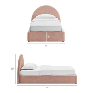 Modway Furniture Resort Twin Arched Heathered Fabric Storage Platform Bed with Gas Spring Lift Blush Brown MOD-7344-BLS
