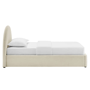Modway Furniture Resort Twin Arched Heathered Fabric Storage Platform Bed with Gas Spring Lift White MOD-7344-ECR