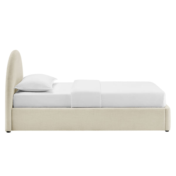 Modway Furniture Resort Twin Arched Heathered Fabric Storage Platform Bed with Gas Spring Lift White MOD-7344-ECR