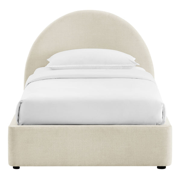 Modway Furniture Resort Twin Arched Heathered Fabric Storage Platform Bed with Gas Spring Lift White MOD-7344-ECR