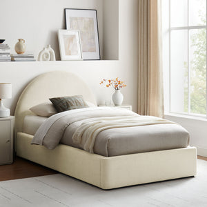 Modway Furniture Resort Twin Arched Heathered Fabric Storage Platform Bed with Gas Spring Lift White MOD-7344-ECR