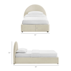 Modway Furniture Resort Twin Arched Heathered Fabric Storage Platform Bed with Gas Spring Lift White MOD-7344-ECR