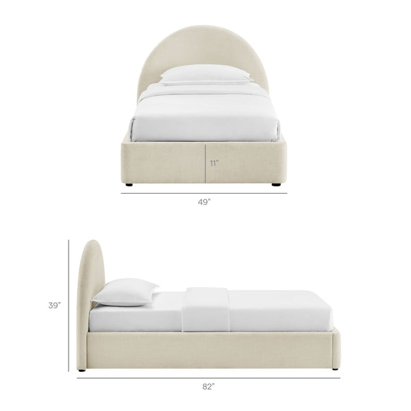 Modway Furniture Resort Twin Arched Heathered Fabric Storage Platform Bed with Gas Spring Lift White MOD-7344-ECR