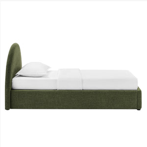 Modway Furniture Resort Twin Arched Heathered Fabric Storage Platform Bed with Gas Spring Lift Green MOD-7344-FOL