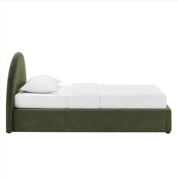 Modway Furniture Resort Twin Arched Heathered Fabric Storage Platform Bed with Gas Spring Lift Green MOD-7344-FOL