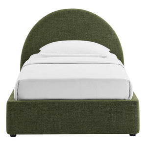 Modway Furniture Resort Twin Arched Heathered Fabric Storage Platform Bed with Gas Spring Lift Green MOD-7344-FOL