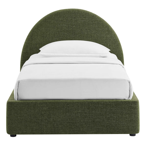 Modway Furniture Resort Twin Arched Heathered Fabric Storage Platform Bed with Gas Spring Lift Green MOD-7344-FOL