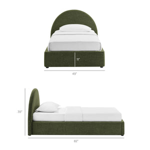 Modway Furniture Resort Twin Arched Heathered Fabric Storage Platform Bed with Gas Spring Lift Green MOD-7344-FOL