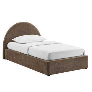 Modway Furniture Resort Twin Arched Heathered Fabric Storage Platform Bed with Gas Spring Lift Mocha Brown MOD-7344-MOC