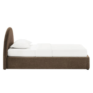 Modway Furniture Resort Twin Arched Heathered Fabric Storage Platform Bed with Gas Spring Lift Mocha Brown MOD-7344-MOC