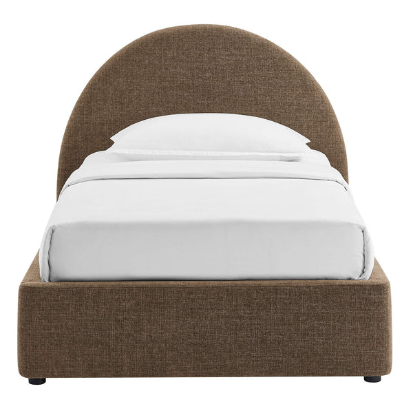 Modway Furniture Resort Twin Arched Heathered Fabric Storage Platform Bed with Gas Spring Lift Mocha Brown MOD-7344-MOC