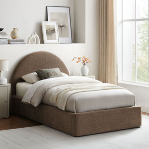 Modway Furniture Resort Twin Arched Heathered Fabric Storage Platform Bed with Gas Spring Lift Mocha Brown MOD-7344-MOC