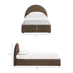 Modway Furniture Resort Twin Arched Heathered Fabric Storage Platform Bed with Gas Spring Lift Mocha Brown MOD-7344-MOC