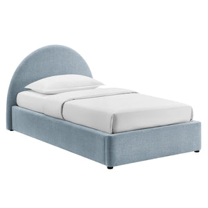 Modway Furniture Resort Twin Arched Heathered Fabric Storage Platform Bed with Gas Spring Lift Blue MOD-7344-SKY