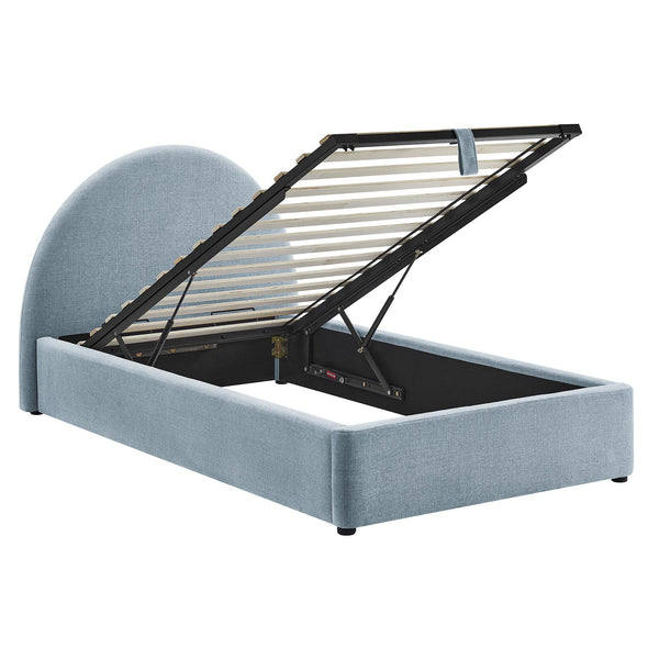 Modway Furniture Resort Twin Arched Heathered Fabric Storage Platform Bed with Gas Spring Lift Blue MOD-7344-SKY