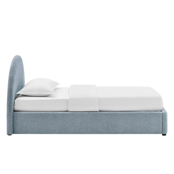Modway Furniture Resort Twin Arched Heathered Fabric Storage Platform Bed with Gas Spring Lift Blue MOD-7344-SKY