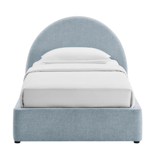 Modway Furniture Resort Twin Arched Heathered Fabric Storage Platform Bed with Gas Spring Lift Blue MOD-7344-SKY