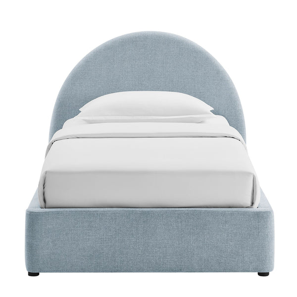 Modway Furniture Resort Twin Arched Heathered Fabric Storage Platform Bed with Gas Spring Lift Blue MOD-7344-SKY