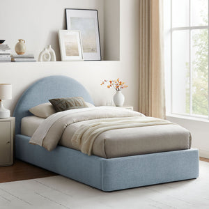 Modway Furniture Resort Twin Arched Heathered Fabric Storage Platform Bed with Gas Spring Lift Blue MOD-7344-SKY