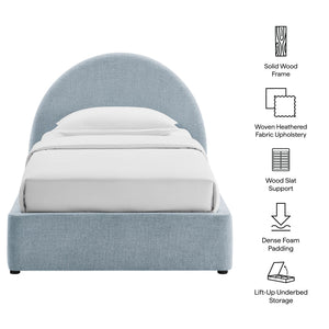 Modway Furniture Resort Twin Arched Heathered Fabric Storage Platform Bed with Gas Spring Lift Blue MOD-7344-SKY