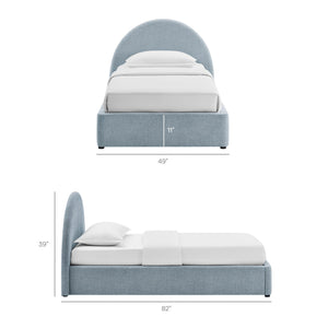 Modway Furniture Resort Twin Arched Heathered Fabric Storage Platform Bed with Gas Spring Lift Blue MOD-7344-SKY