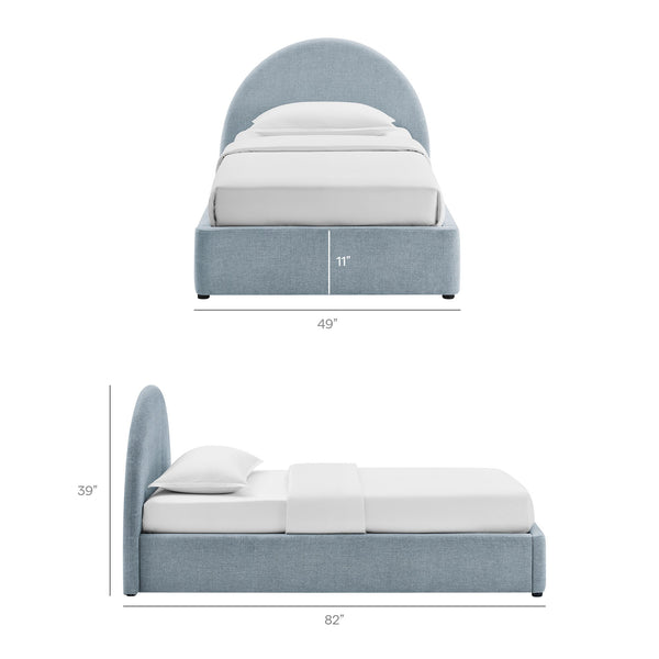 Modway Furniture Resort Twin Arched Heathered Fabric Storage Platform Bed with Gas Spring Lift Blue MOD-7344-SKY