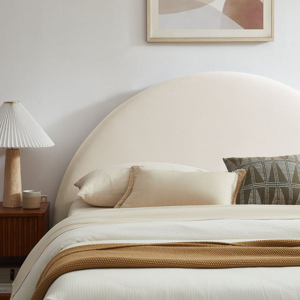 Modway Furniture Resort Arched Velvet Full Platform Bed with Gas Lift Storage and Sculptural Headboard Alabaster MOD-7345-ALA