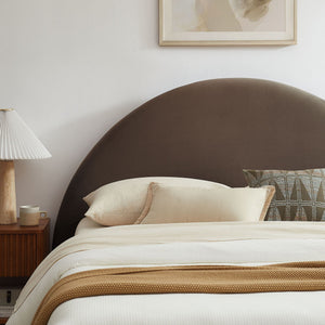 Modway Furniture Resort Arched Velvet Full Platform Bed with Gas Lift Storage and Sculptural Headboard Chocolate Brown MOD-7345-CHB
