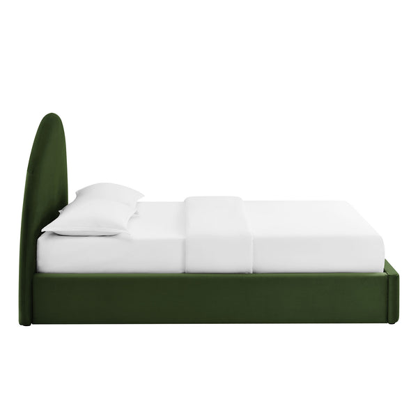 Modway Furniture Resort Arched Velvet Full Platform Bed with Gas Lift Storage and Sculptural Headboard Moss Green MOD-7345-MOG