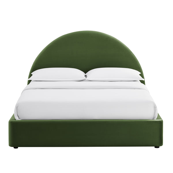 Modway Furniture Resort Arched Velvet Full Platform Bed with Gas Lift Storage and Sculptural Headboard Moss Green MOD-7345-MOG