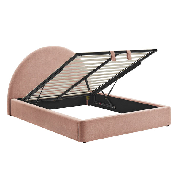 Modway Furniture Resort Arched Upholstered Full Platform Bed with Gas Lift Storage and Woven Fabric Frame Blush MOD-7346-BLS