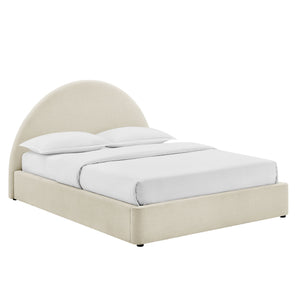 Modway Furniture Resort Arched Upholstered Full Platform Bed with Gas Lift Storage and Woven Fabric Frame Ecru MOD-7346-ECR