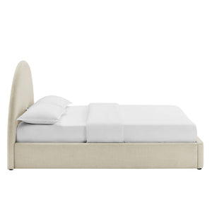 Modway Furniture Resort Arched Upholstered Full Platform Bed with Gas Lift Storage and Woven Fabric Frame Ecru MOD-7346-ECR