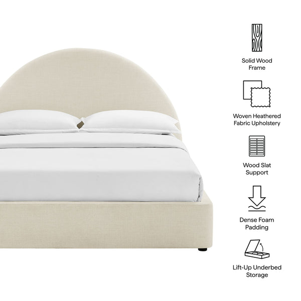 Modway Furniture Resort Arched Upholstered Full Platform Bed with Gas Lift Storage and Woven Fabric Frame Ecru MOD-7346-ECR