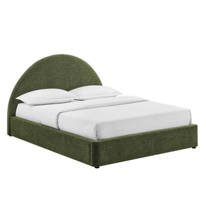 Modway Furniture Resort Arched Upholstered Full Platform Bed with Gas Lift Storage and Woven Fabric Frame Foliage MOD-7346-FOL