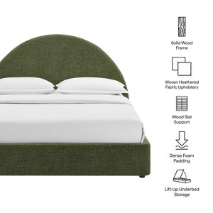 Modway Furniture Resort Arched Upholstered Full Platform Bed with Gas Lift Storage and Woven Fabric Frame Foliage MOD-7346-FOL