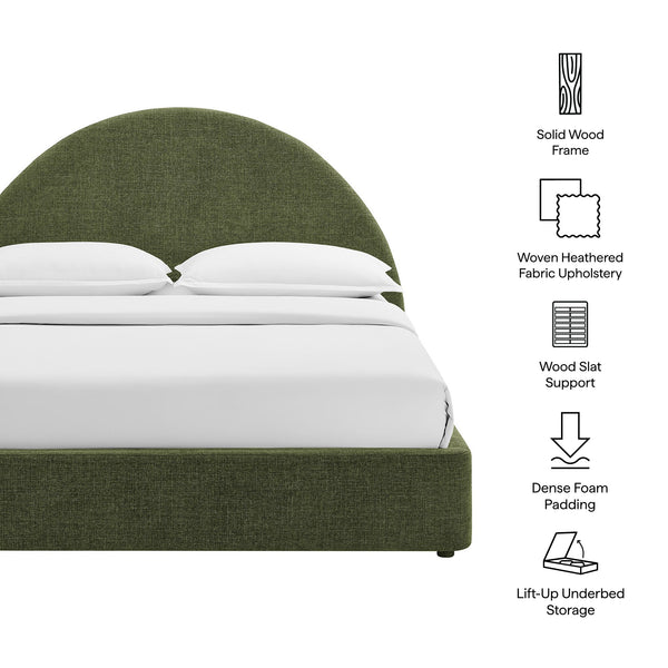 Modway Furniture Resort Arched Upholstered Full Platform Bed with Gas Lift Storage and Woven Fabric Frame Foliage MOD-7346-FOL