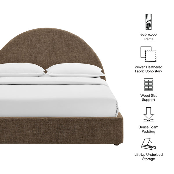 Modway Furniture Resort Arched Upholstered Full Platform Bed with Gas Lift Storage and Woven Fabric Frame Mocha MOD-7346-MOC