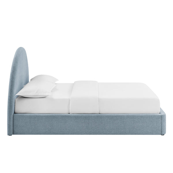 Modway Furniture Resort Arched Upholstered Full Platform Bed with Gas Lift Storage and Woven Fabric Frame Sky MOD-7346-SKY