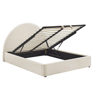 Modway Furniture Resort Queen Storage Platform Bed Arched Velvet Headboard for Modern Bedrooms White MOD-7347-ALA