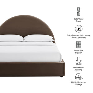 Modway Furniture Resort Queen Storage Platform Bed Arched Velvet Headboard for Modern Bedrooms Brown - CHB MOD-7347-CHB