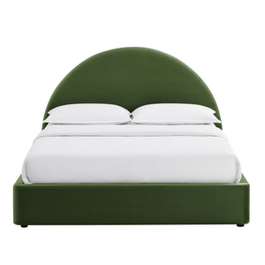 Modway Furniture Resort Queen Storage Platform Bed Arched Velvet Headboard for Modern Bedrooms Green MOD-7347-MOG