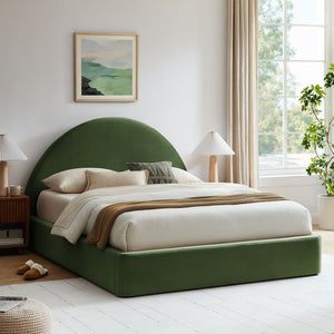 Modway Furniture Resort Queen Storage Platform Bed Arched Velvet Headboard for Modern Bedrooms Green MOD-7347-MOG